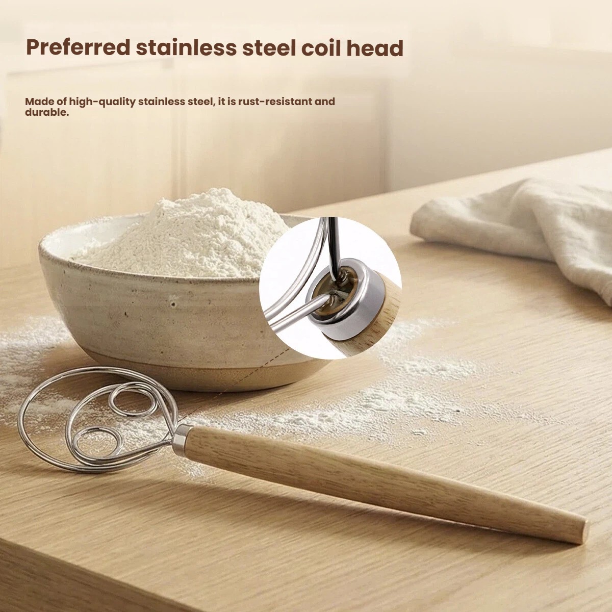 Dough Whisk Large Wood Handle  - đánh giá và giá Danish Pancake Pan