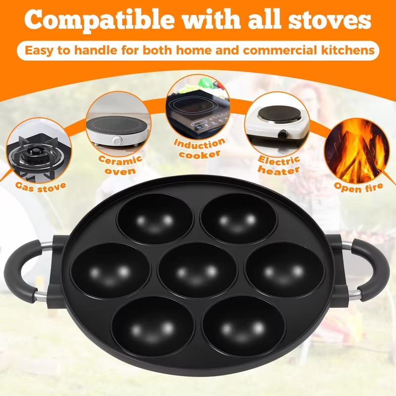7-Cavity Aluminum Mold for Pan - đánh giá và giá Takoyaki Grill Plate