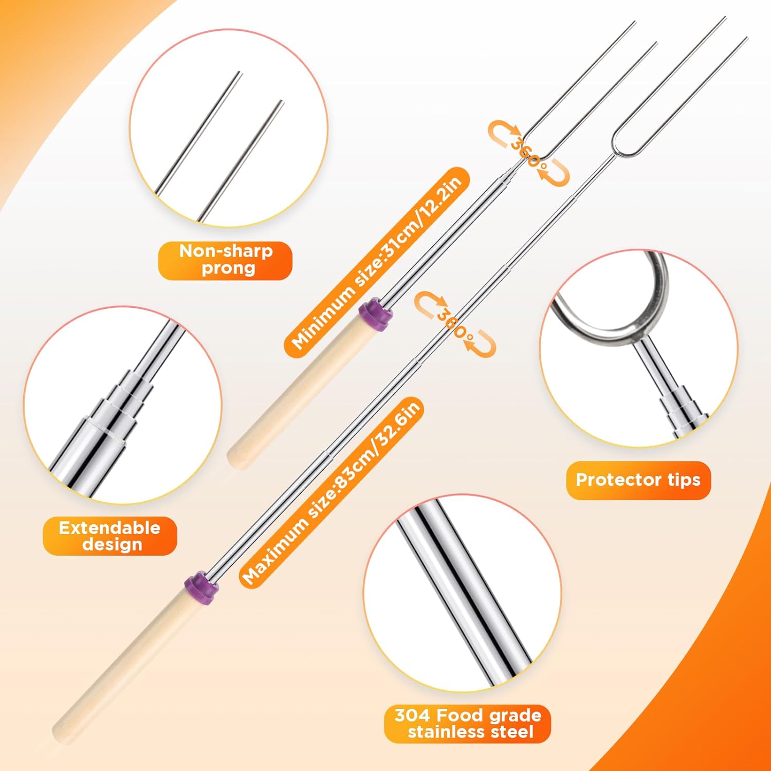 6Pcs Stainless Steel Telescopi - đánh giá và giá Corn Dog Stick